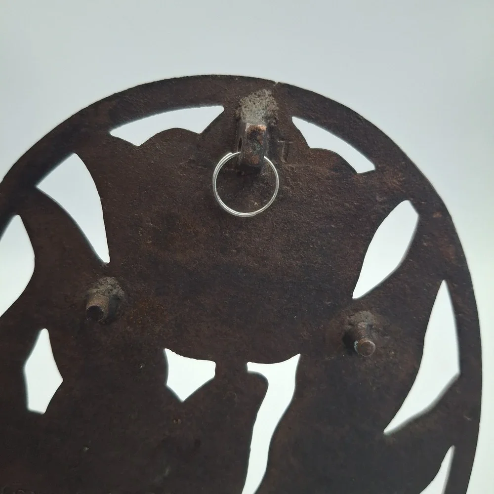 Vintage 1990 ODI Old Dutch Copper Tulip Trivet Cast Iron Flower Hot Plate Taiwan